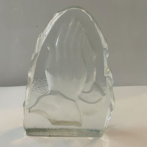 Praying Hands Art Glass Sculpture Paperweight Bookend Figure Statue Home Décor - Picture 5 of 7